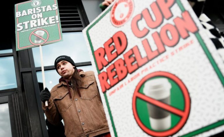  More than 1,000 Starbucks workers strike at 65 stores on Red Cup Day